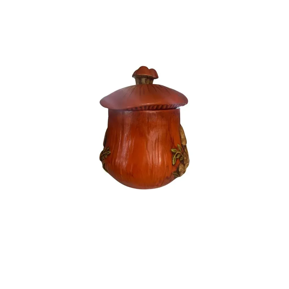 VTG Arnel's Orange Mushroom Cookie Jar Canister Grandmacore Cottagecore
